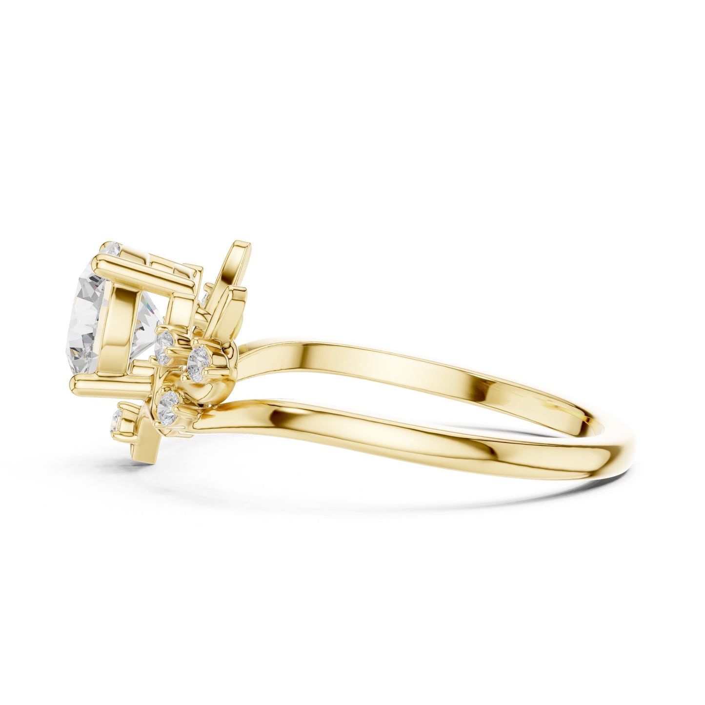 Women's Round Lab Grown Diamond Side-Stone Ring