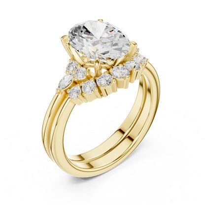 Round Lab Grown Diamond Side-Stone Engagement Ring
