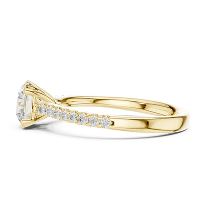 Round Lab Grown Diamond Side-Stone Engagement Ring