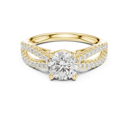 Round Lab Grown Diamond Side-Stone Engagement Ring