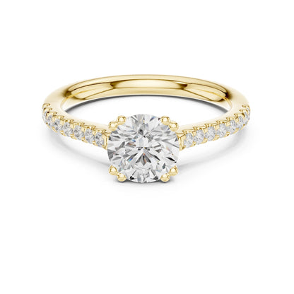 Round Lab Grown Diamond Side-Stone Engagement Ring