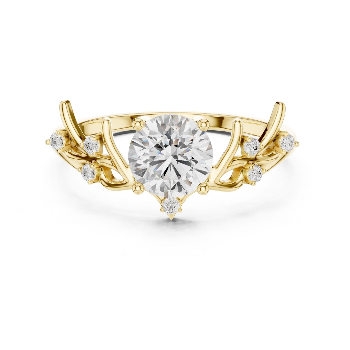 Women's Round Lab Grown Diamond Side-Stone Ring