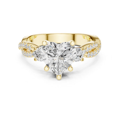 Round Lab Grown Diamond Side-Stone Engagement Ring