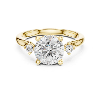 Round Lab Grown Diamond Side-Stone Engagement Ring