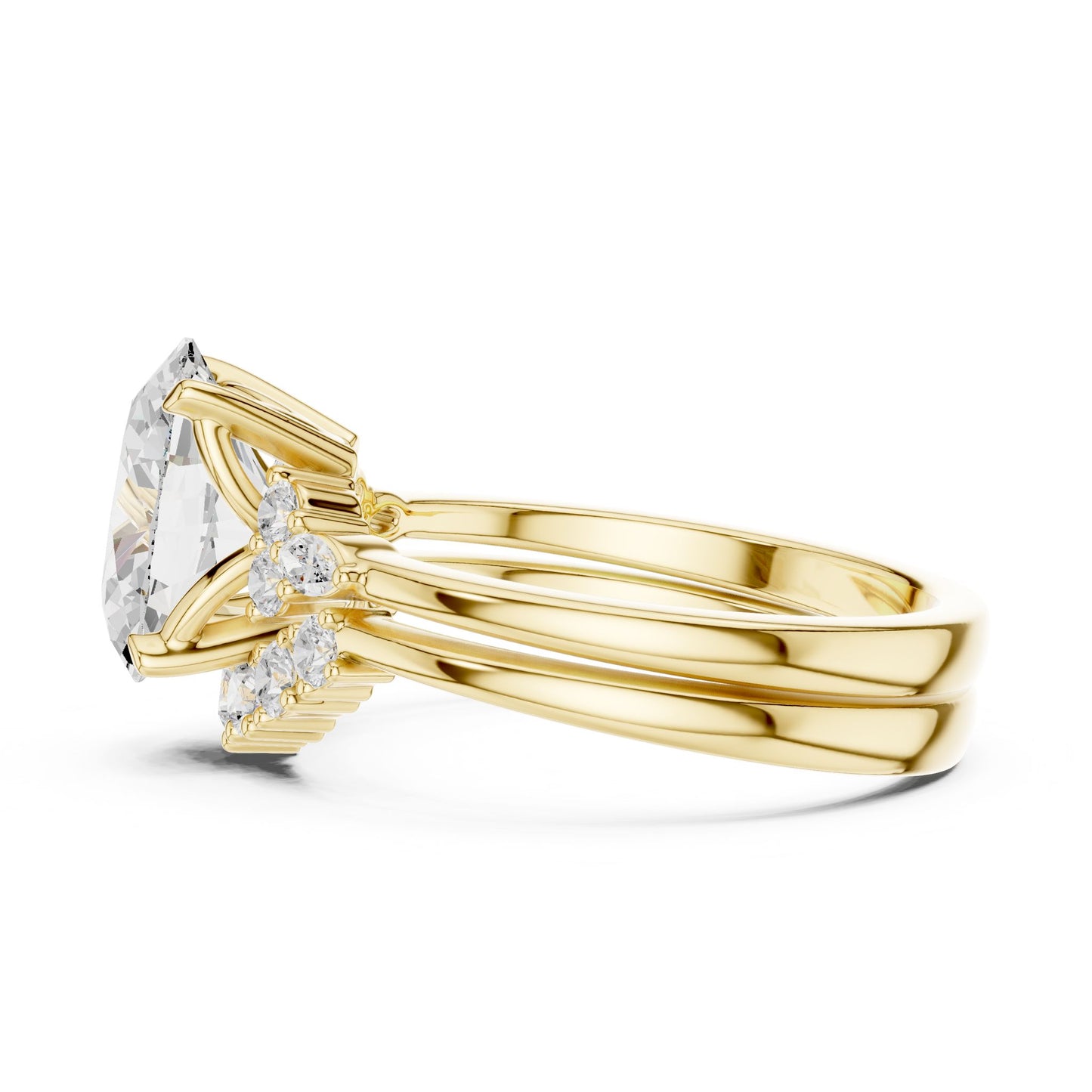 Round Lab Grown Diamond Side-Stone Engagement Ring