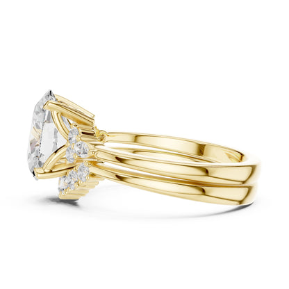 Round Lab Grown Diamond Side-Stone Engagement Ring