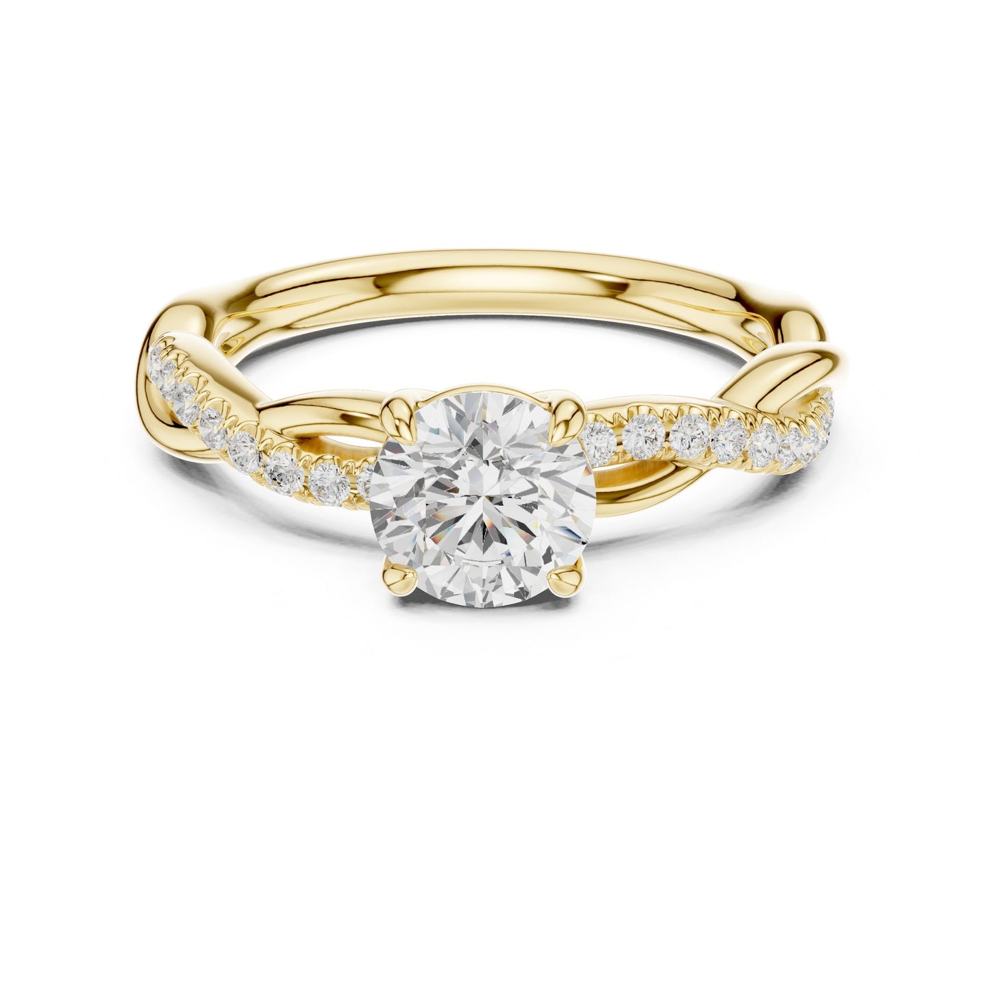 Round Lab Grown Diamond Side-Stone Engagement Ring