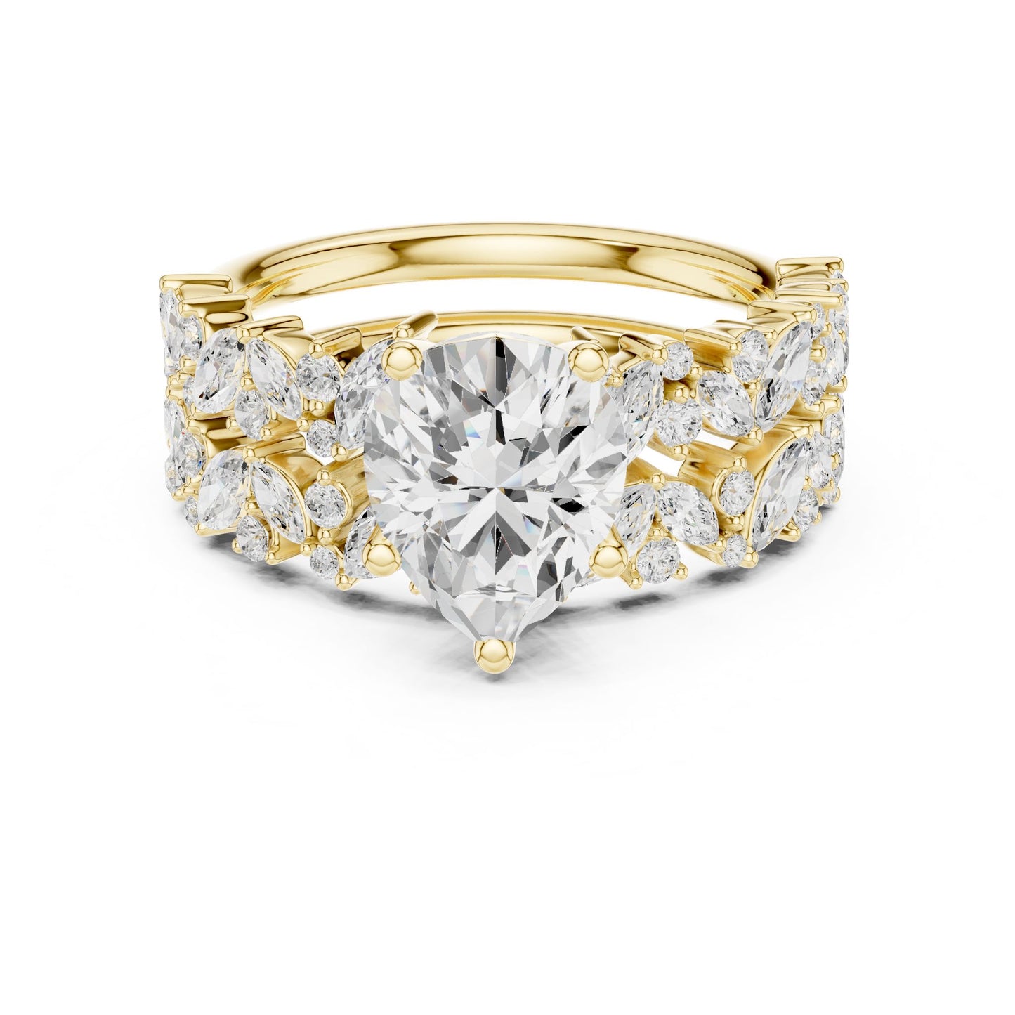 Round Lab Grown Diamond Side-Stone Engagement Ring