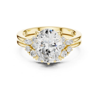 Round Lab Grown Diamond Side-Stone Engagement Ring