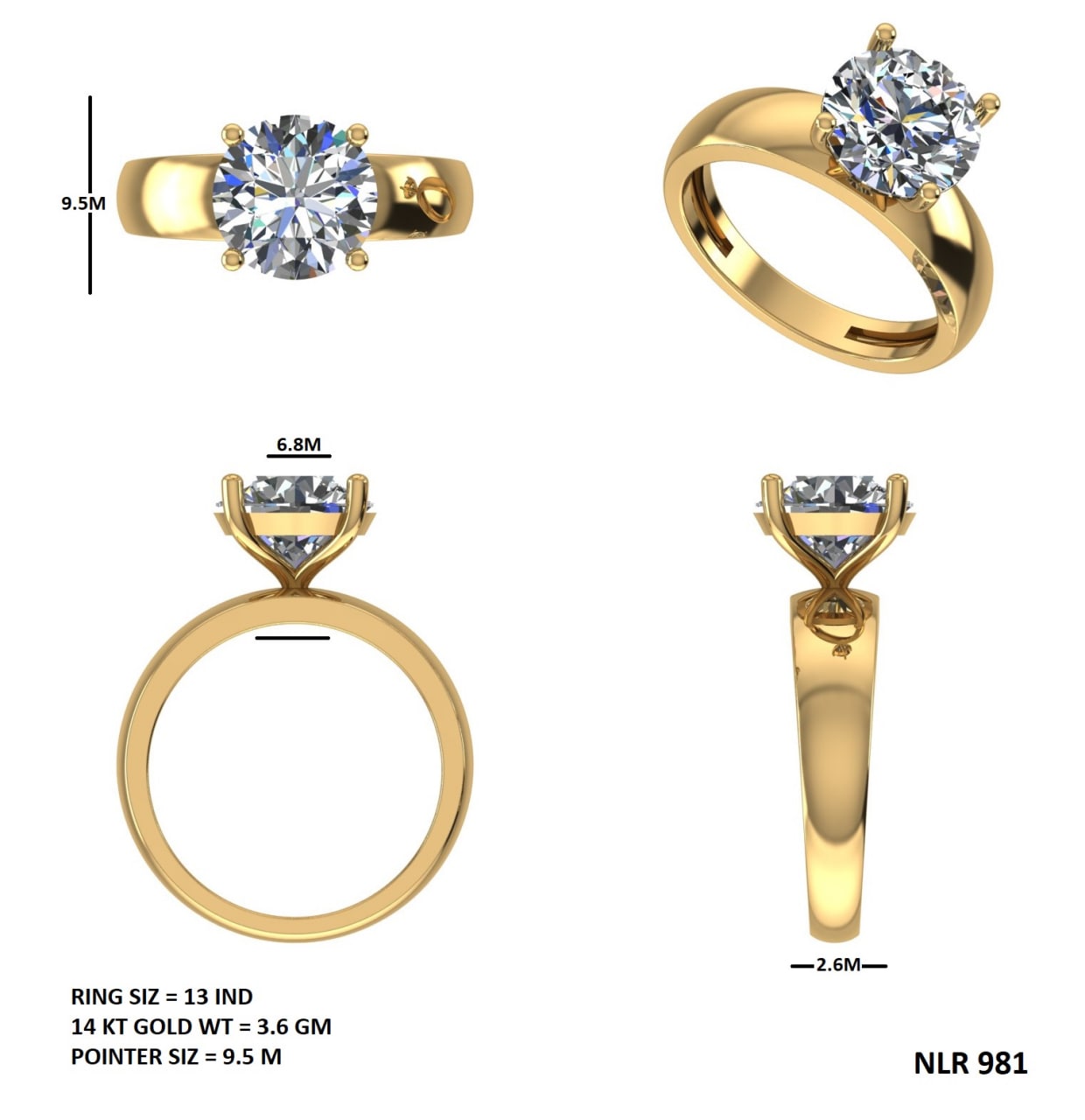 Round Lab Grown Diamond Solitaire Engagement Ring