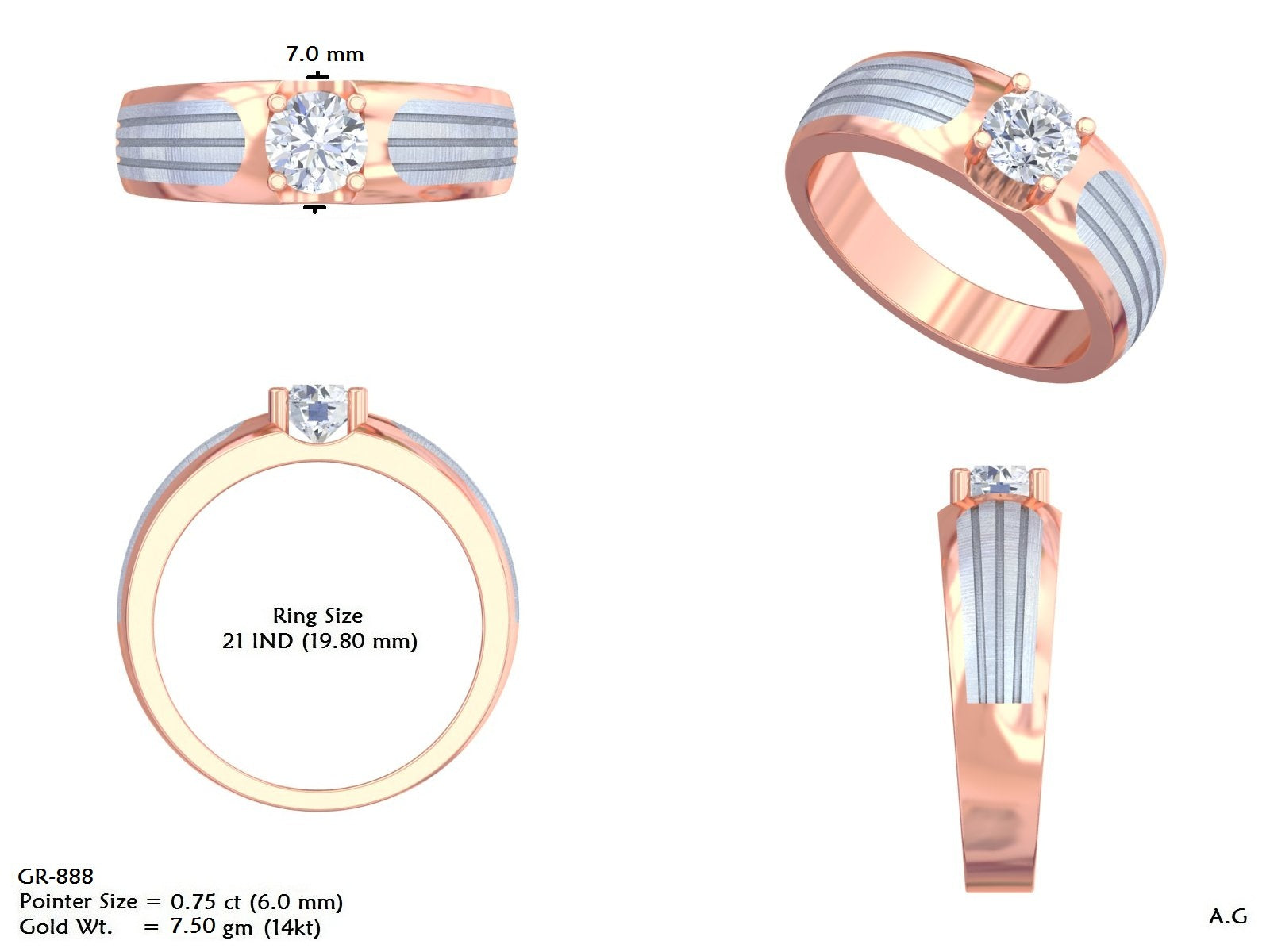 Men's Round Lab Grown Diamond Ring