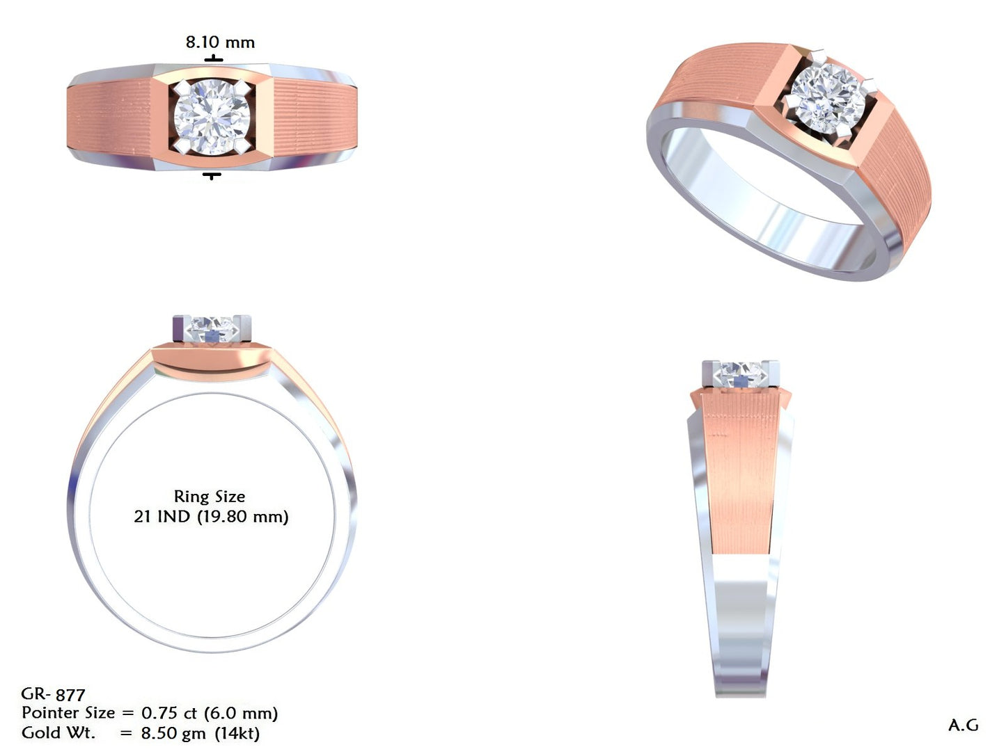 Men's Round Lab Grown Diamond Ring
