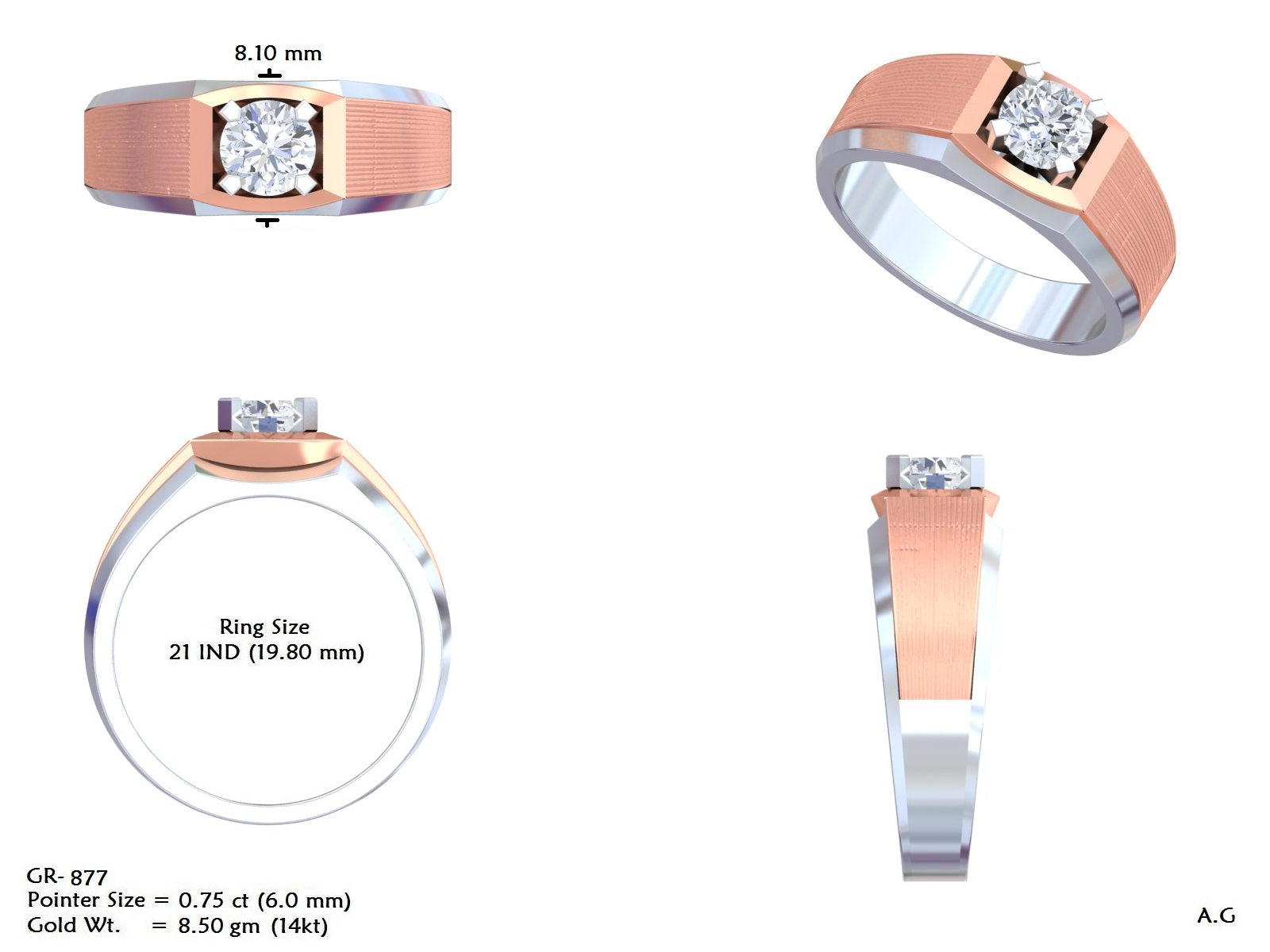 Men's Round Lab Grown Diamond Ring