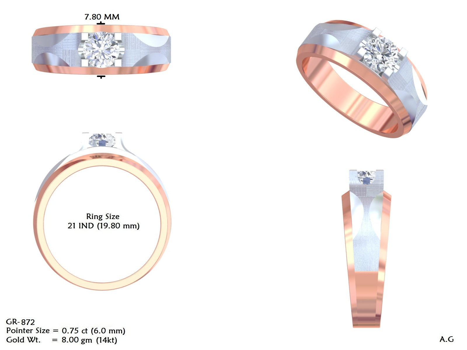 Men's Round Lab Grown Diamond Ring