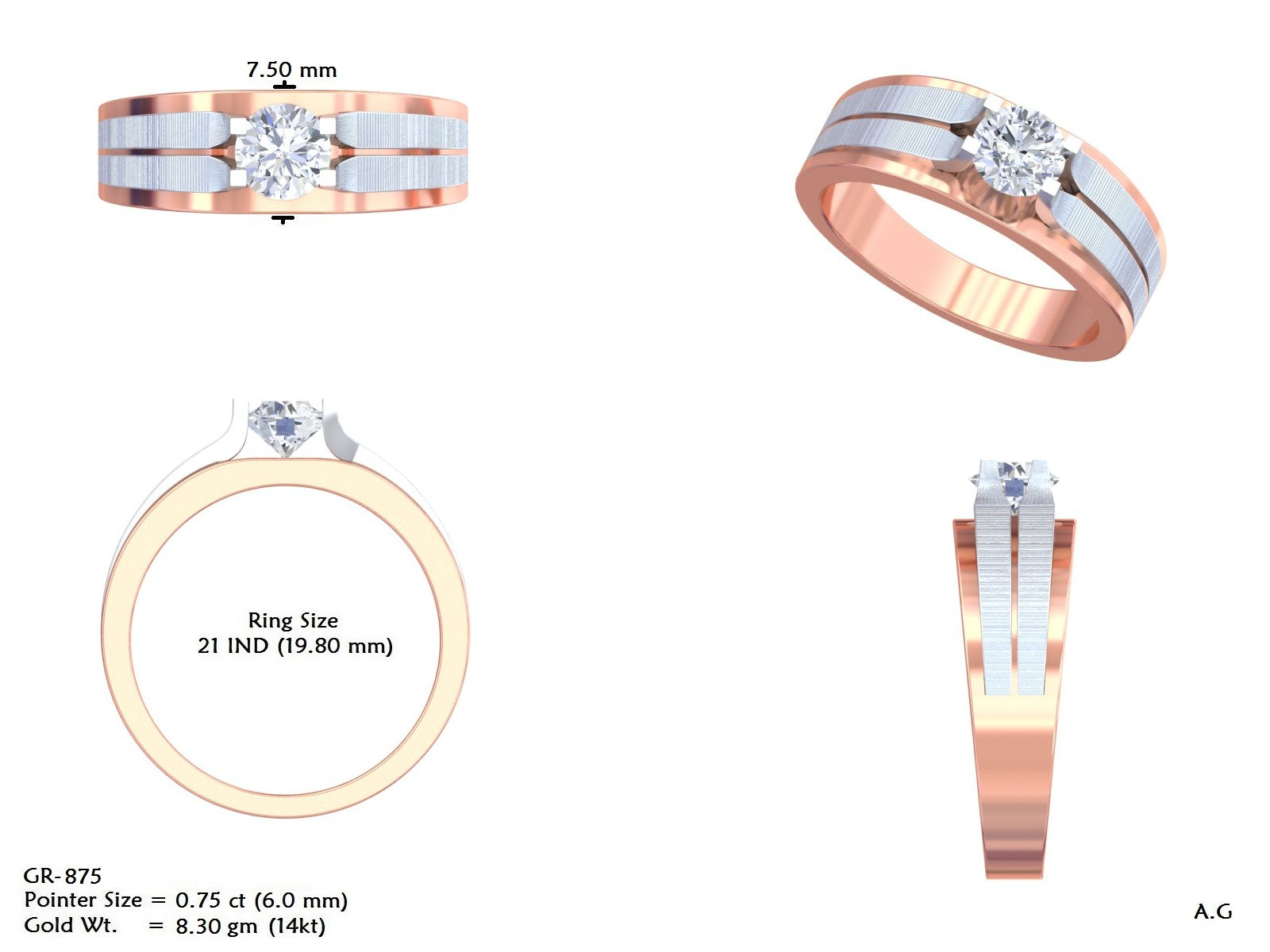 Men's Round Lab Grown Diamond Ring
