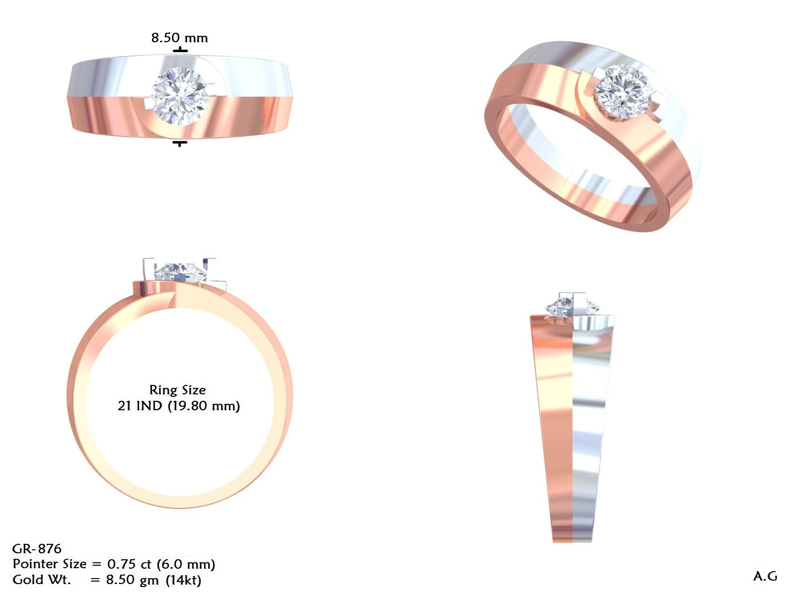 Men's Round Lab Grown Diamond Ring