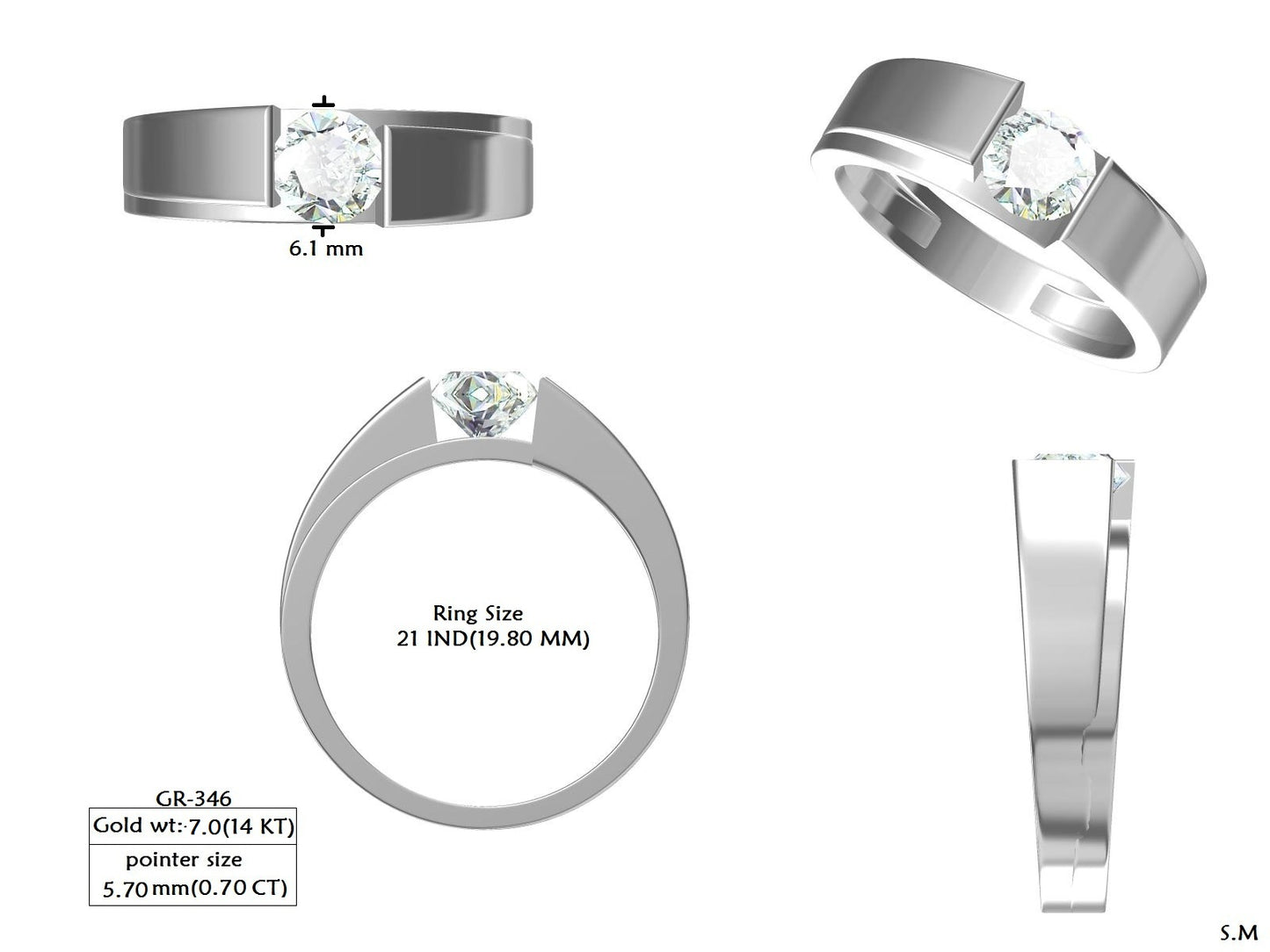 Men's Round Lab Grown Diamond Ring