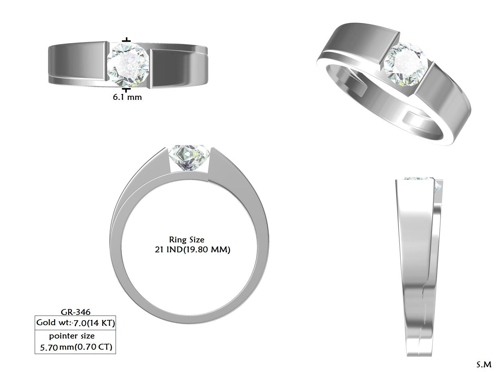 Men's Round Lab Grown Diamond Ring