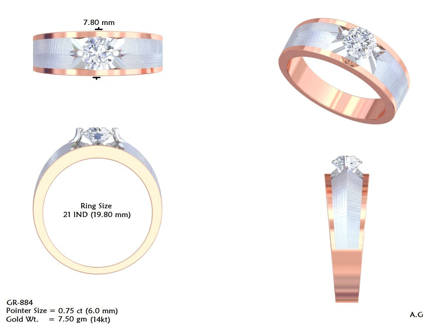 Men's Round Lab Grown Diamond Ring