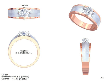 Men's Round Lab Grown Diamond Ring