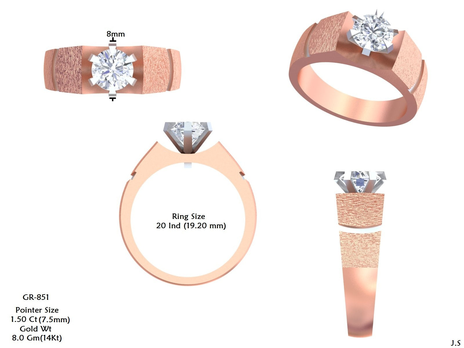 Men's Round Lab Grown Diamond Ring