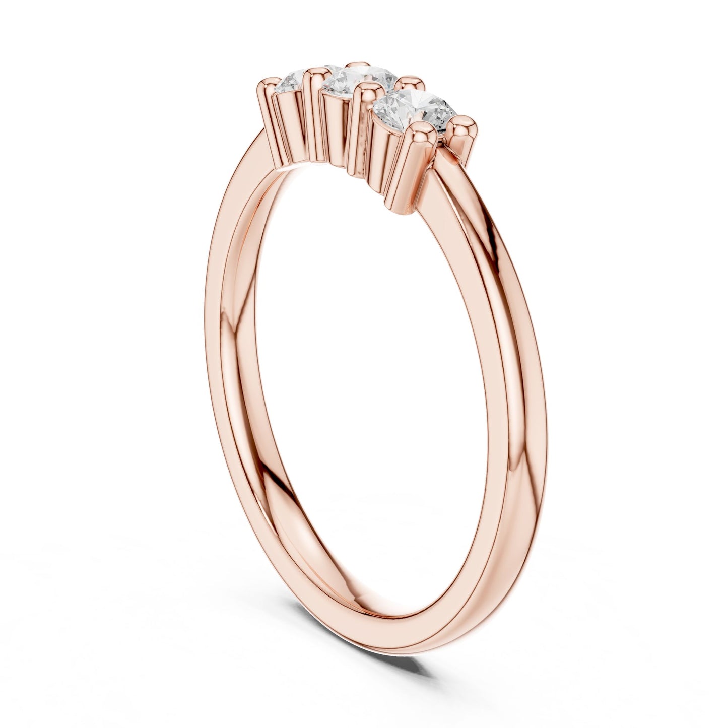 Round Lab Grown Diamond Three-Stone Engagement Ring