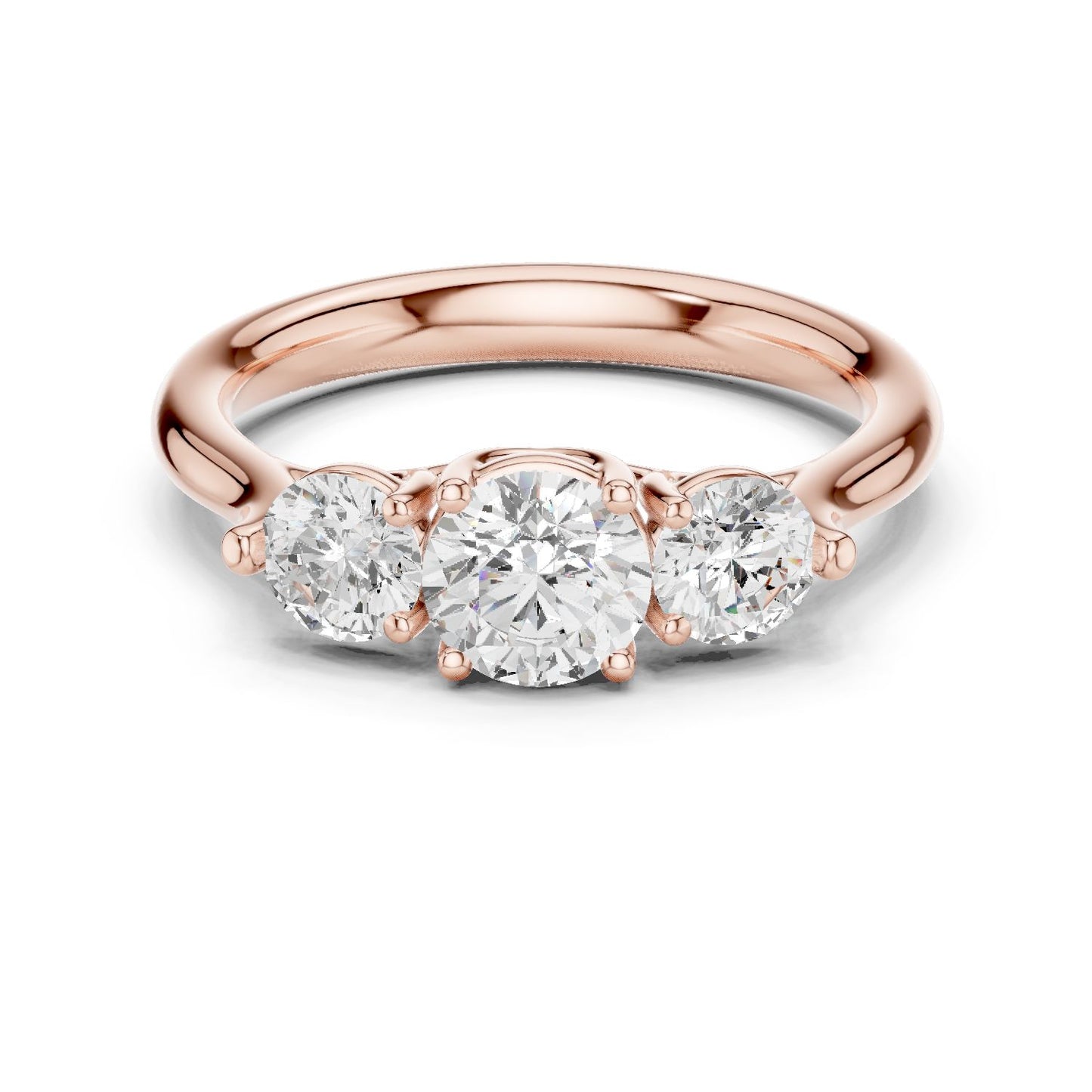 Round Lab Grown Diamond Three-Stone Engagement Ring