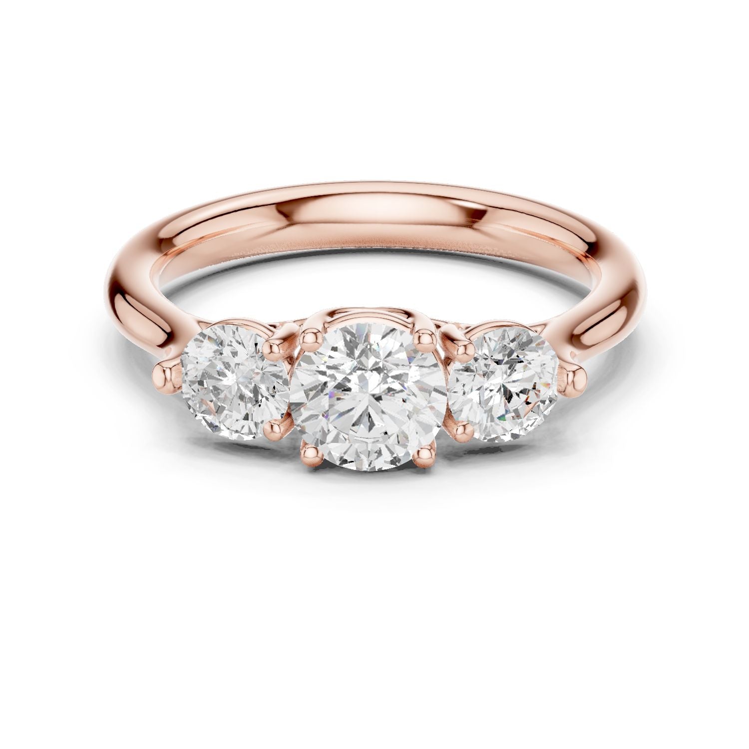Round Lab Grown Diamond Three-Stone Engagement Ring