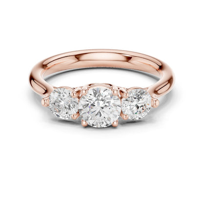 Round Lab Grown Diamond Three-Stone Engagement Ring