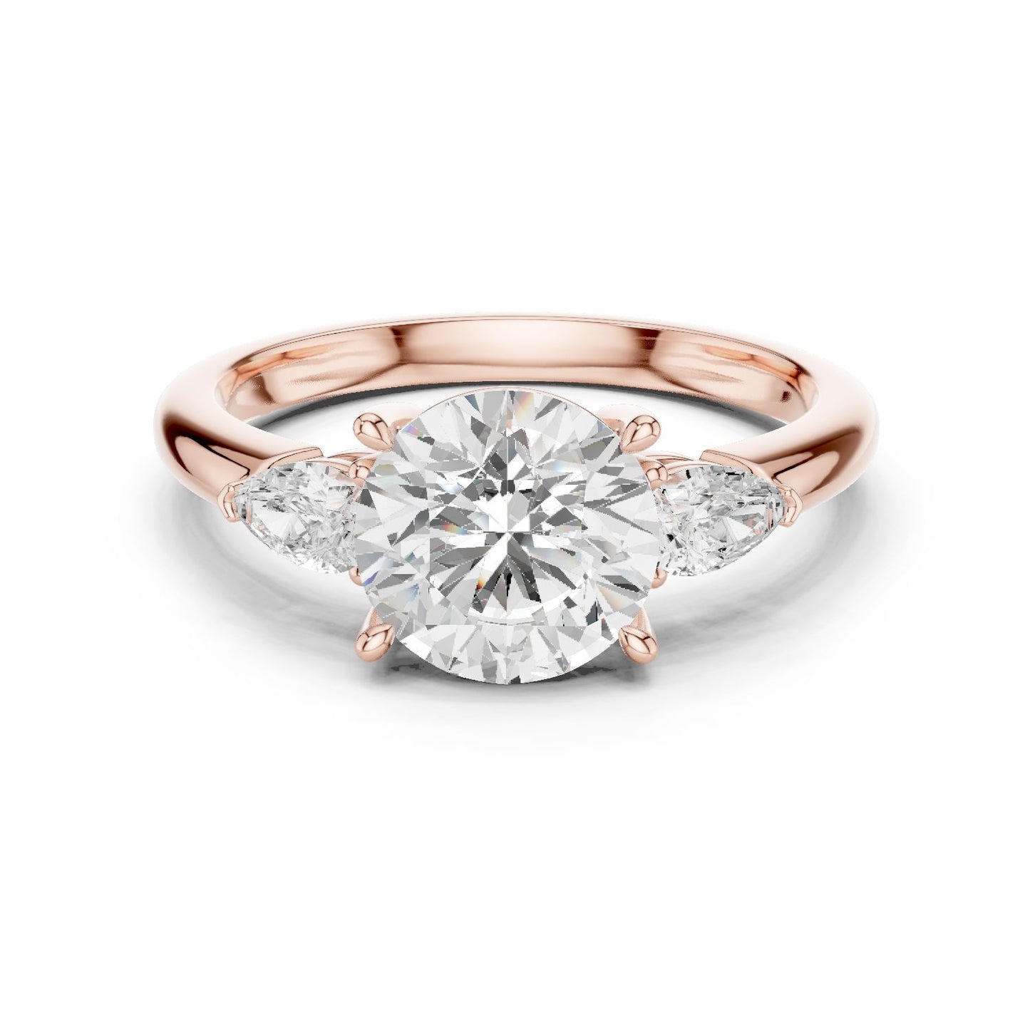 Round Lab Grown Diamond Three-Stone Engagement Ring