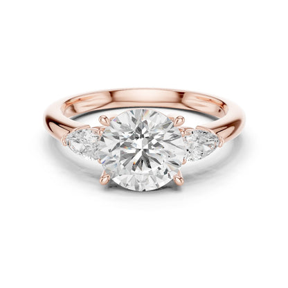 Round Lab Grown Diamond Three-Stone Engagement Ring