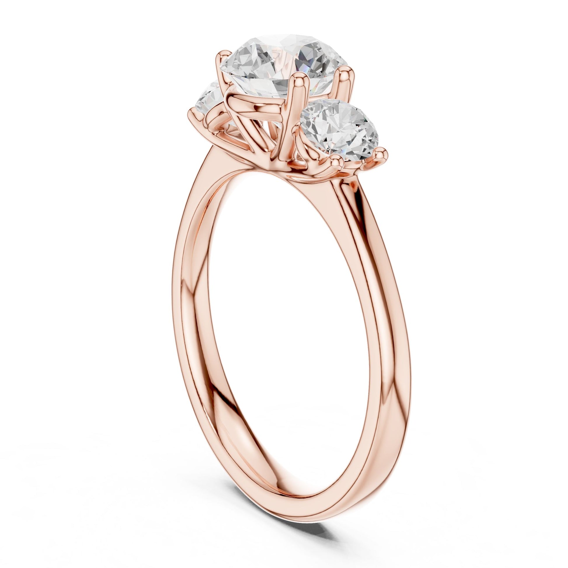 Round Lab Grown Diamond Three-Stone Engagement Ring