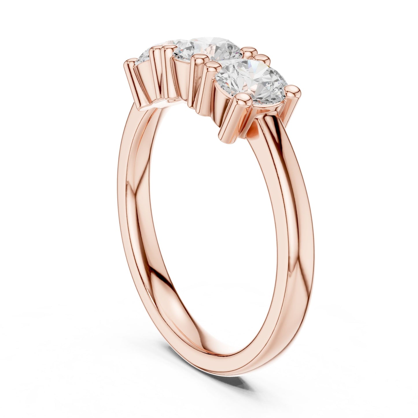 Round Lab Grown Diamond Three-Stone Engagement Ring