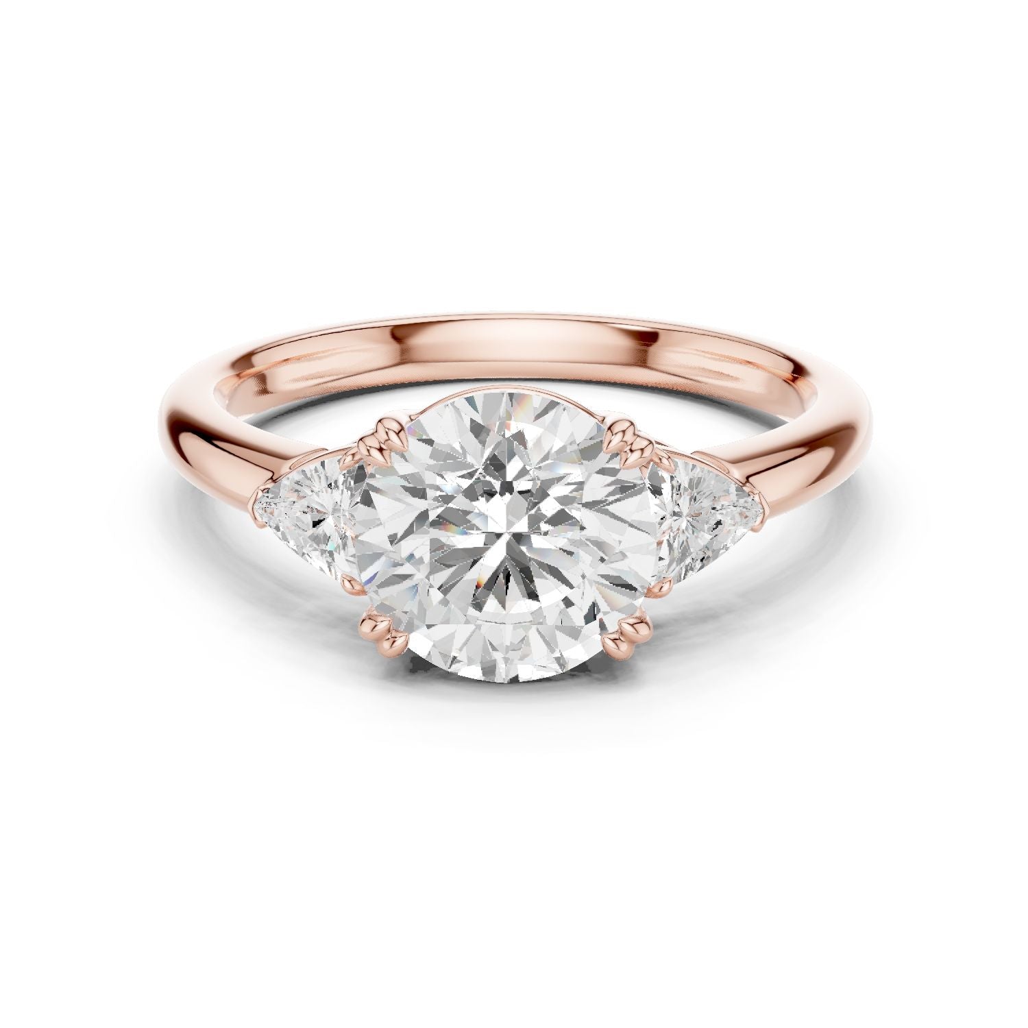 Round Lab Grown Diamond Three-Stone Engagement Ring
