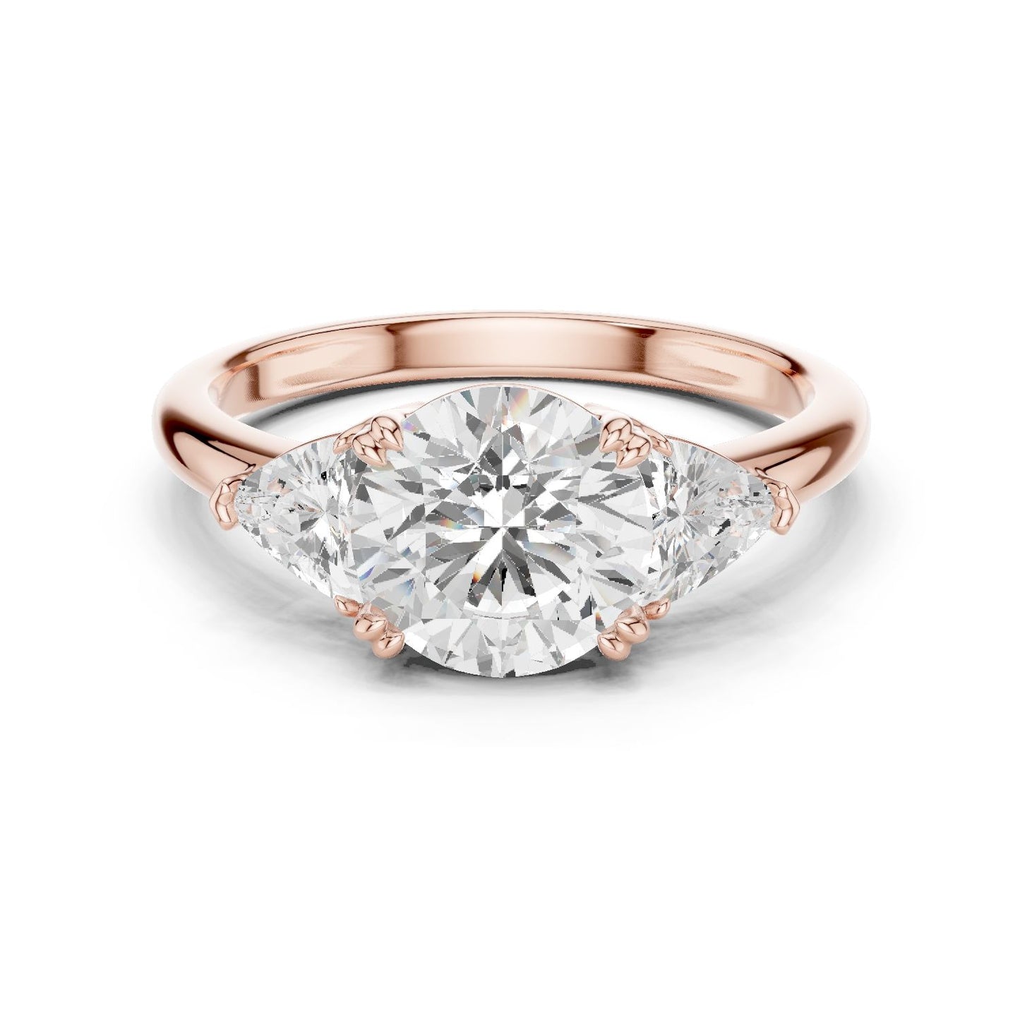 Round Lab Grown Diamond Three-Stone Engagement Ring