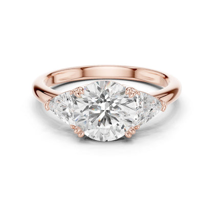Round Lab Grown Diamond Three-Stone Engagement Ring