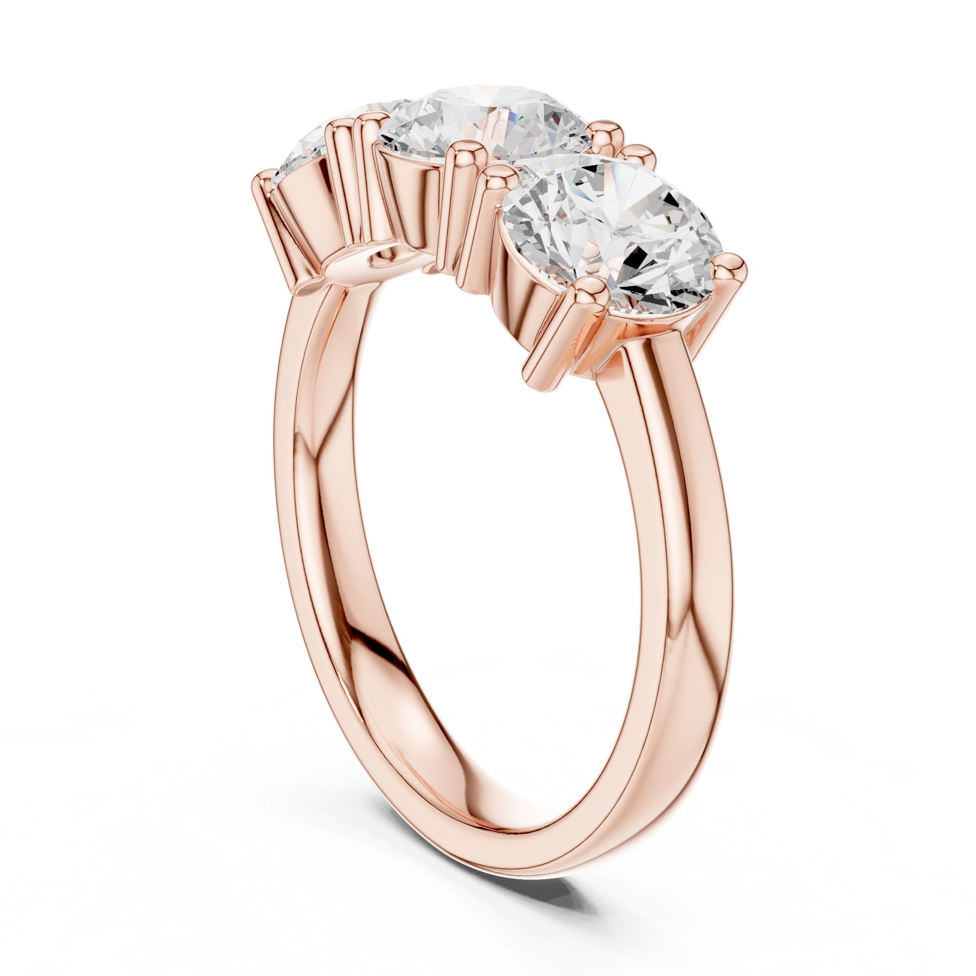 Round Lab Grown Diamond Three-Stone Engagement Ring