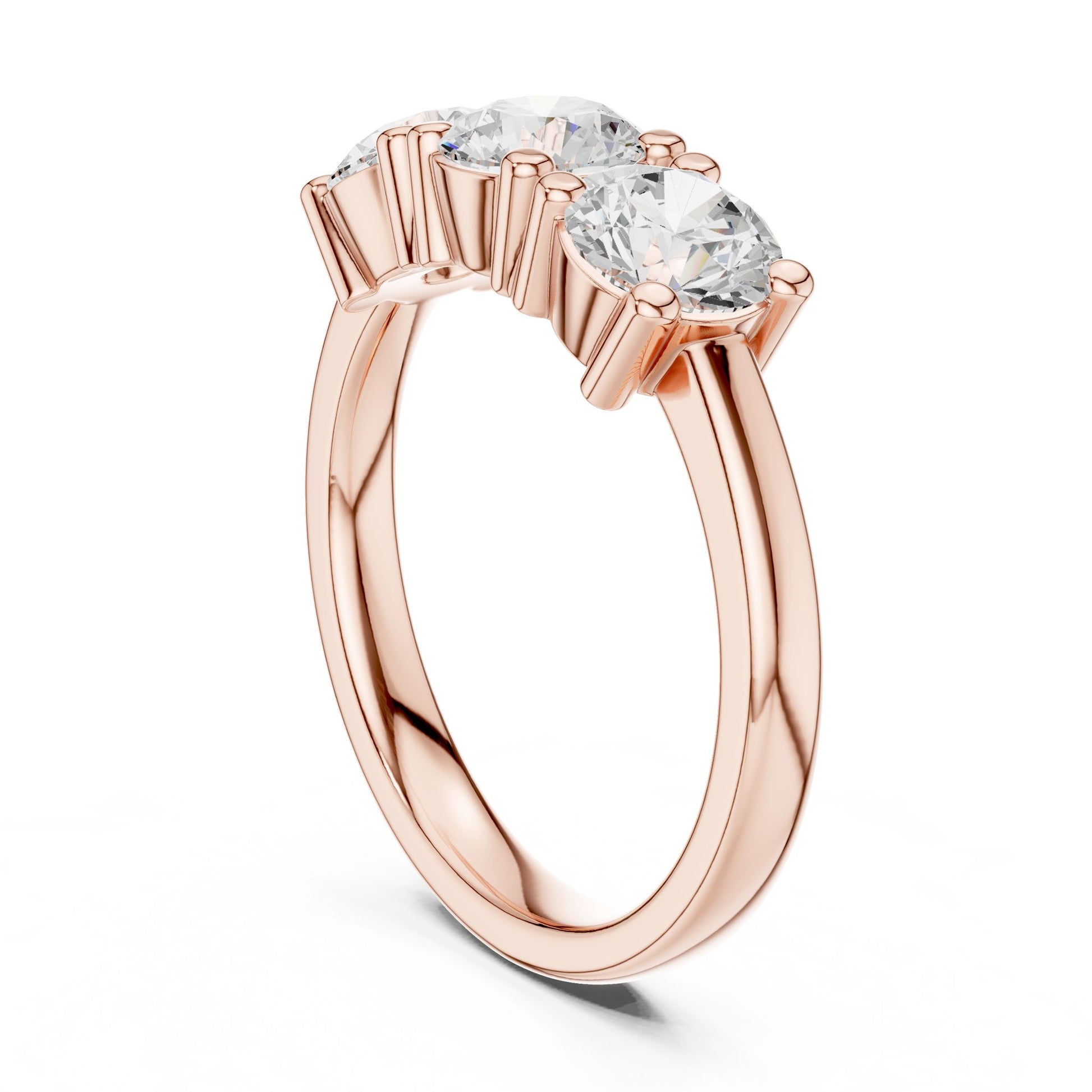 Round Lab Grown Diamond Three-Stone Engagement Ring