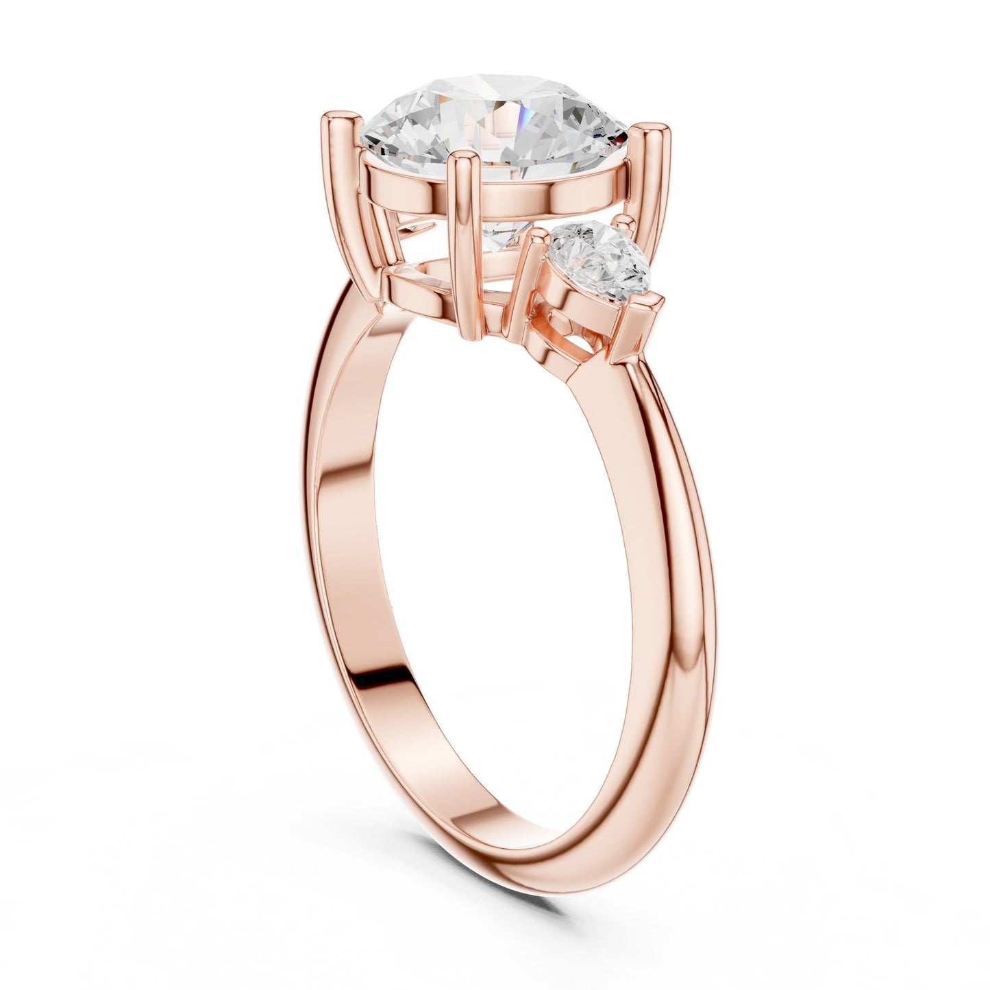 Round Lab Grown Diamond Three-Stone Engagement Ring