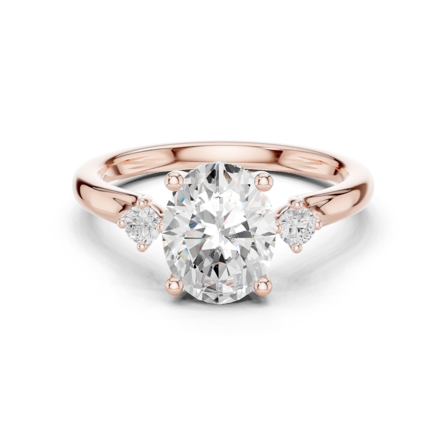 Round Lab Grown Diamond Three-Stone Engagement Ring