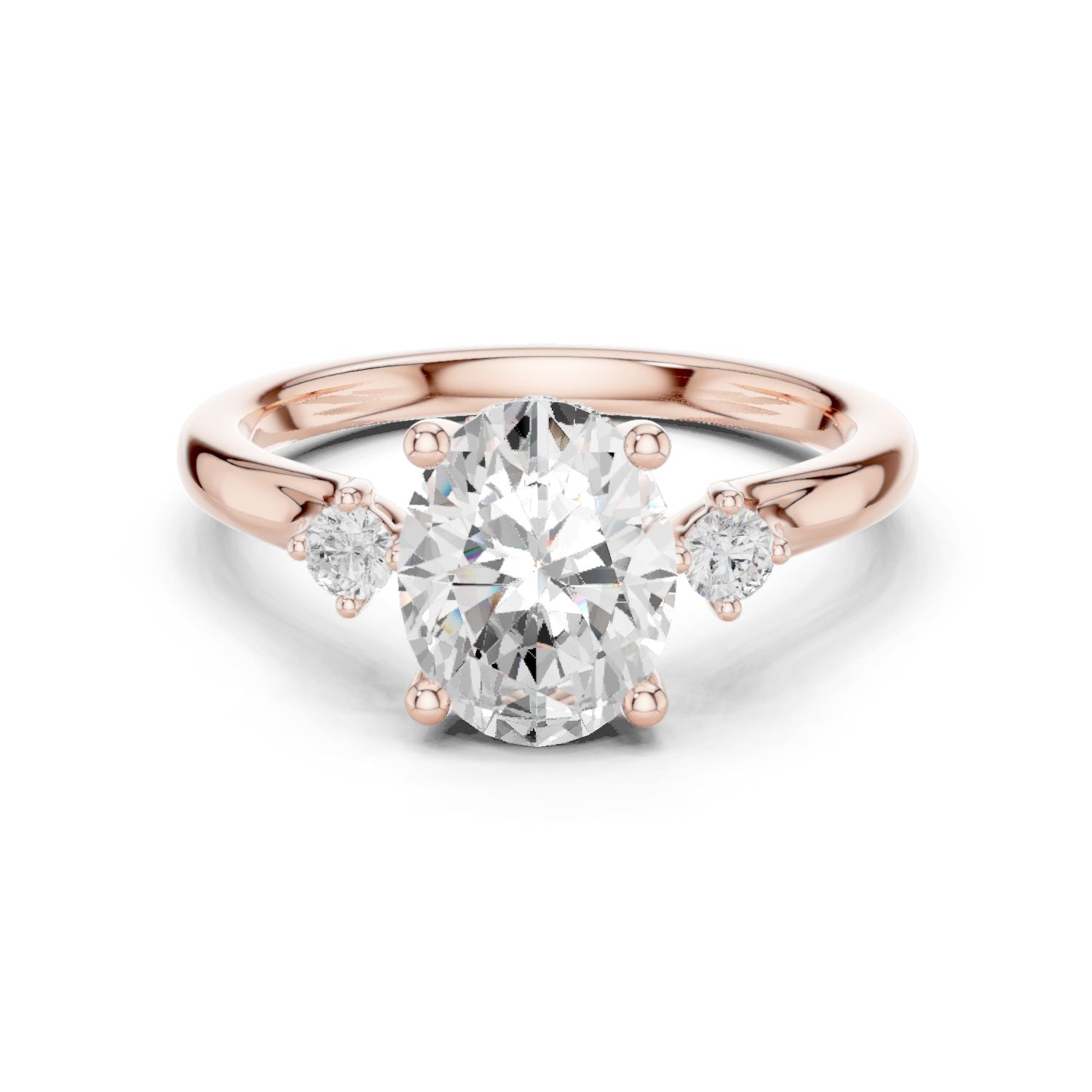Round Lab Grown Diamond Three-Stone Engagement Ring