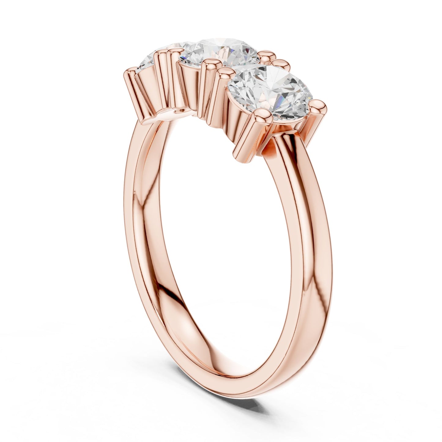 Round Lab Grown Diamond Three-Stone Engagement Ring
