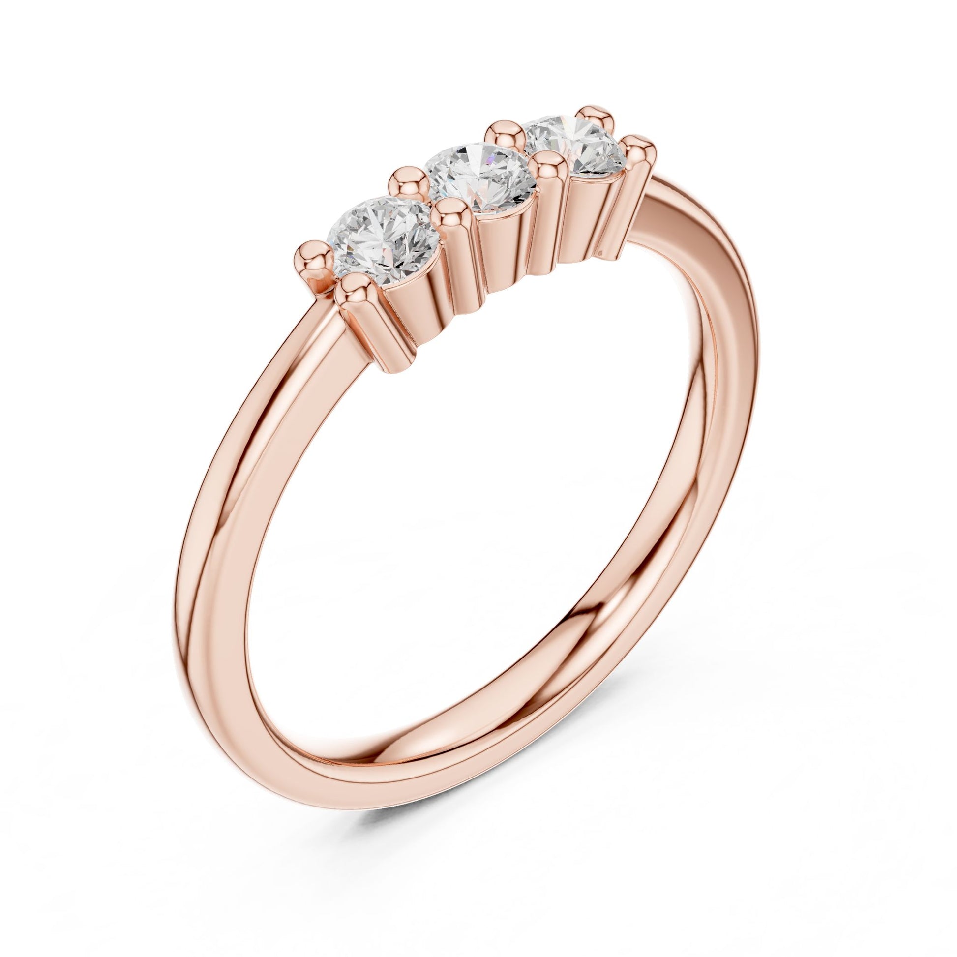 Round Lab Grown Diamond Three-Stone Engagement Ring