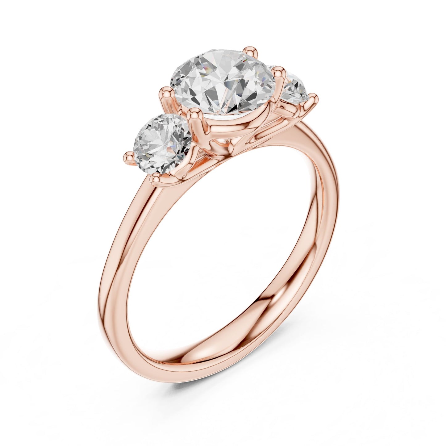 Round Lab Grown Diamond Three-Stone Engagement Ring