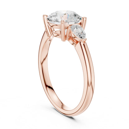 Round Lab Grown Diamond Three-Stone Engagement Ring