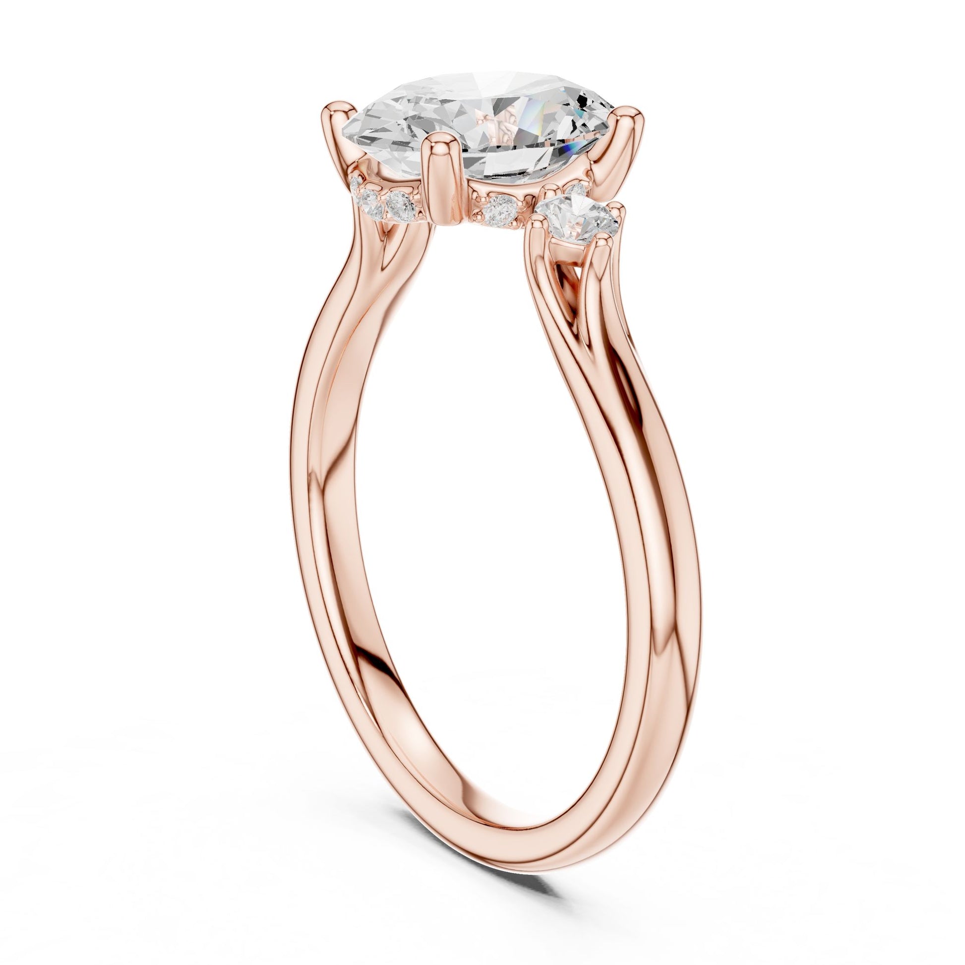 Round Lab Grown Diamond Three-Stone Engagement Ring