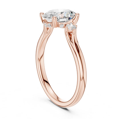 Round Lab Grown Diamond Three-Stone Engagement Ring
