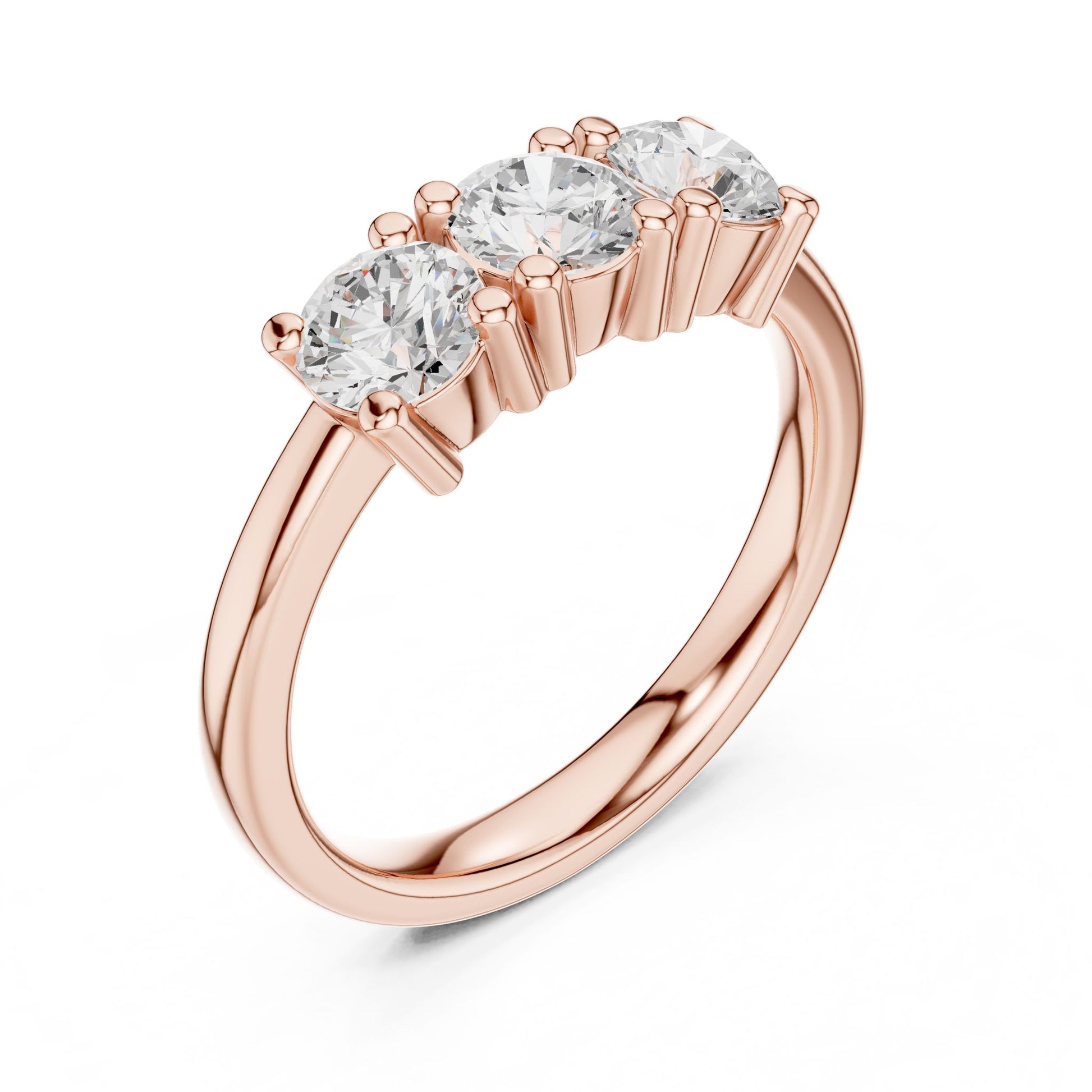 Round Lab Grown Diamond Three-Stone Engagement Ring