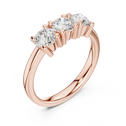 Round Lab Grown Diamond Three-Stone Engagement Ring