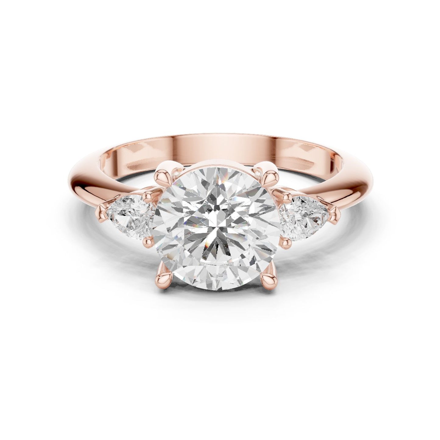 Round Lab Grown Diamond Three-Stone Engagement Ring
